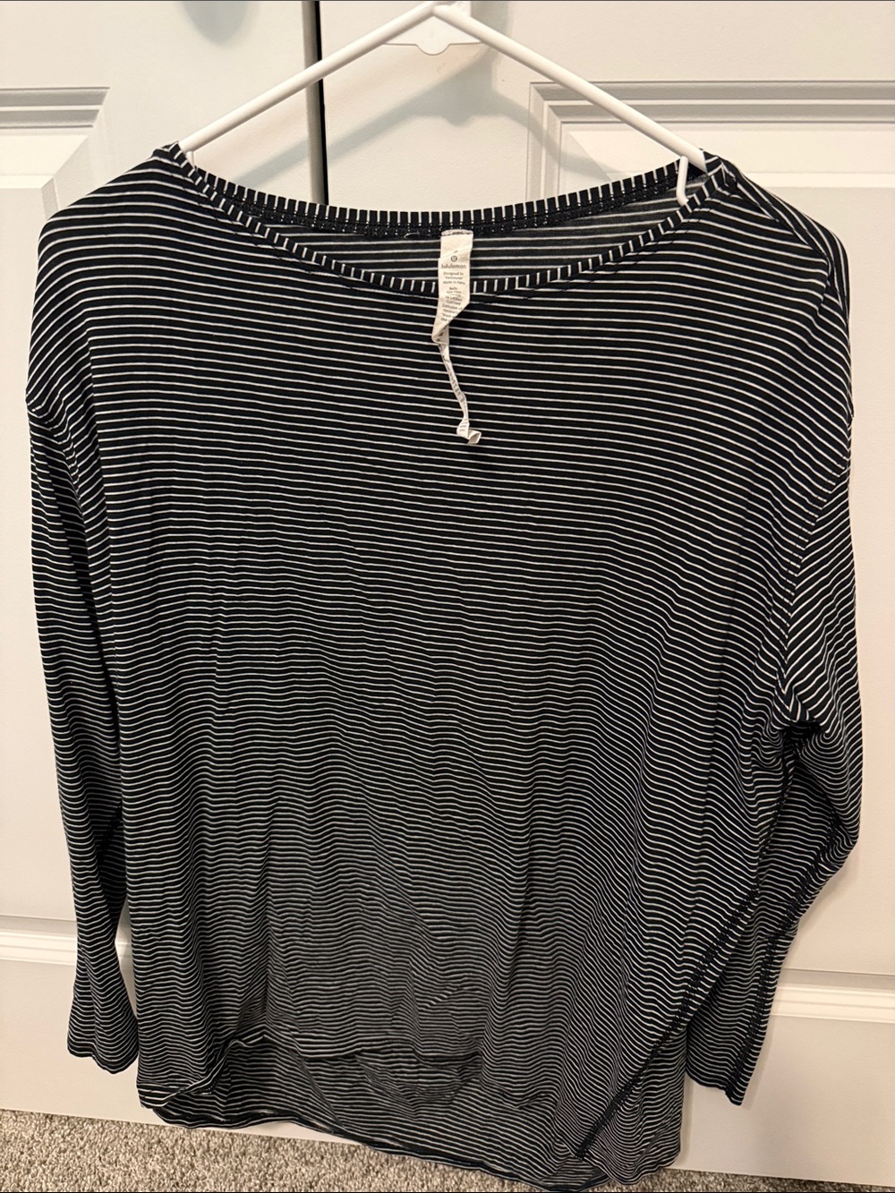 Women’s Lululemon Black & White Striped Long Sleeve Top